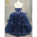 ED Bridal Ball Gown Beaded Real Picture Sleeveless Lace-Up Back Blue Organza Quinceanera Dress